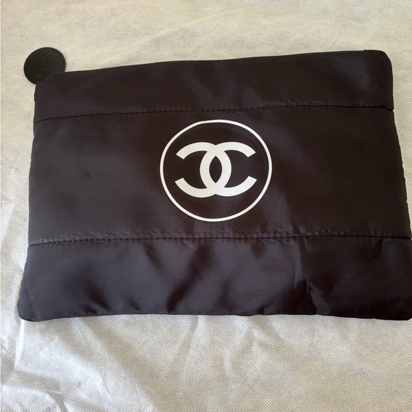 CHANEL Black and White Logo Pouch/Make up pouch